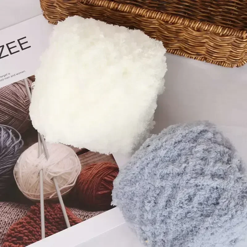 Coral fluffy yarn balls, knitted scarves, hand woven DIY teddy bear scarves, yarn balls