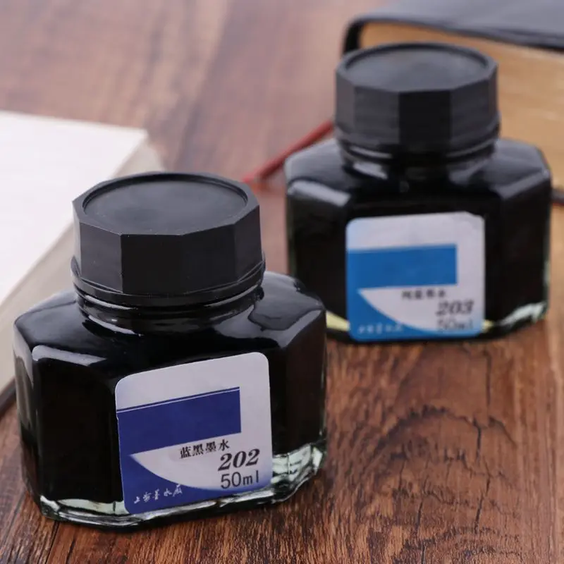50ml 병 유리 부드러운 쓰기 만년필 잉크 리필 학교 학생 문구 사무 용품 24BB