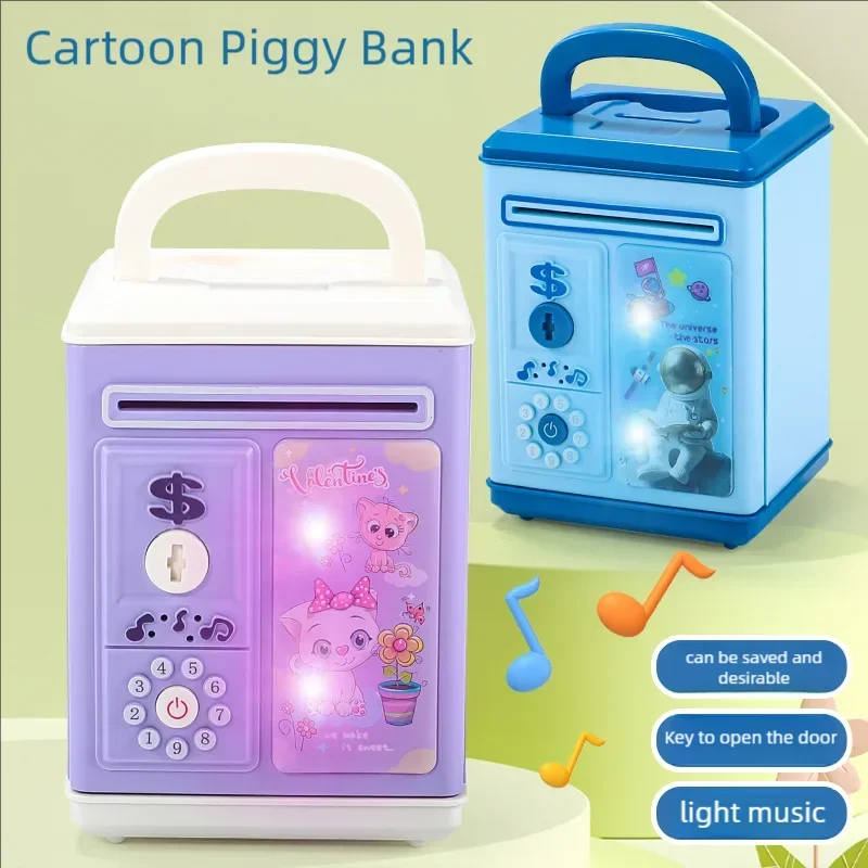 ATM Bank with Electronic Music & Key Lock Kids Interactive Savings Bank Toy Educational Money Management Learning Toy for Kids