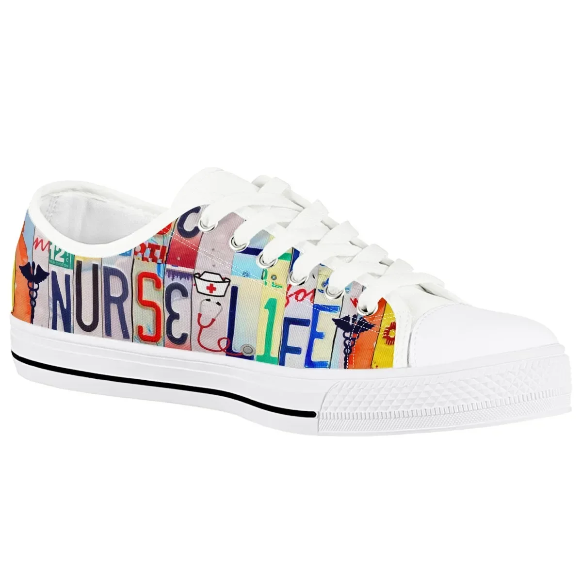 License Plate Nurse Life Design Vulcanize Shoes Woman Sneakers Fashion Canvas Shoes Feminino Zapatos Mujer