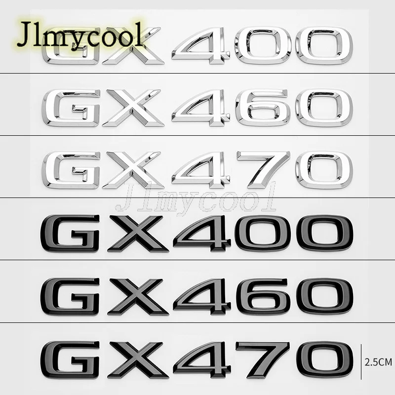 3D Chrom glänzend schwarz ABS Buchstaben Nummer GX400 GX460 GX470 Emblem für Lexus Kofferraum Logo Abzeichen Aufkleber – Detail 1