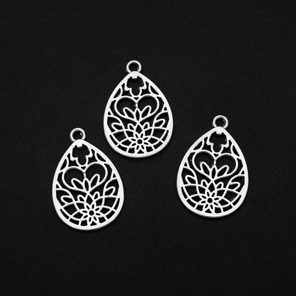 Antique Silver Plated Valentine'S Day Charms Rose Flower Pendants For Diy Necklaces  Jewelry Making Findings Supplies Accessories - AliExpress