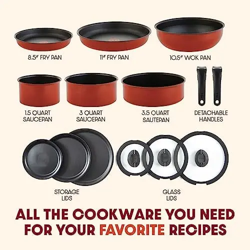 Nonstick Cookware Set 14 Piece Induction Stackable, Detachable Handle, Removable  Handle, RV Cookware, Cookware, Pots and Pans, O - AliExpress