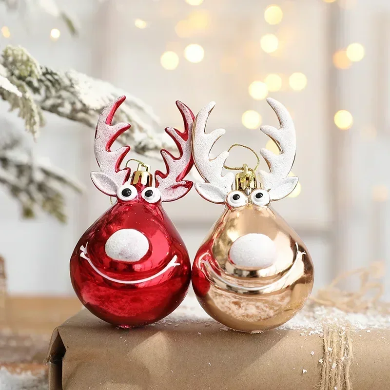 Creative Design Christmas Antlers Deer Tree Pendants Hanging Ball Ornament Xmas Decor Ceiling Cute Deer Head Party Supplies Gift