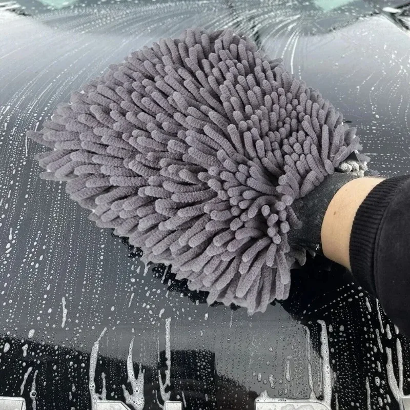 Deli Car Wash Dupla Face Luva Microfibra Chenille Luvas Grossa Car Cleaning Mitt Cera Detalhando Escova Auto Care Brush Cleaning