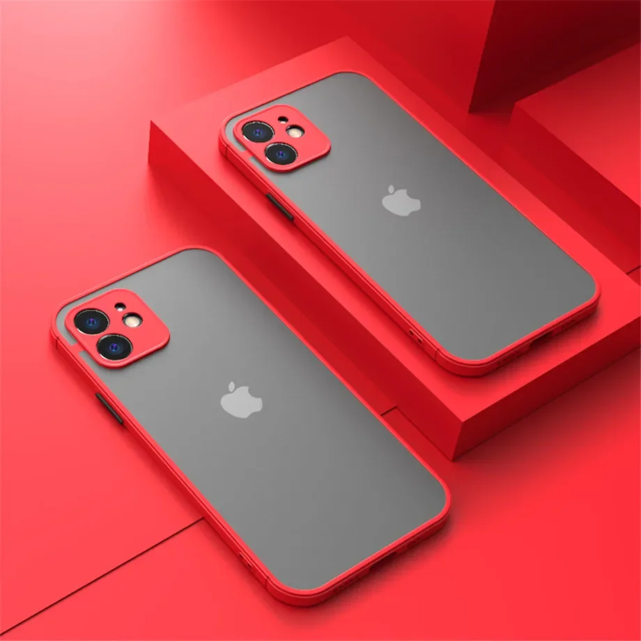 Luxury Shockproof Armor Matte Silicone Bumper Case - Clear Hard Cover