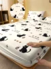 1 Cartoon Cute animal Cat printed matte Fitted Sheet, bedroom printed bed cover, bedding (excluding pillowcases) 1