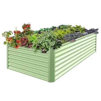 24" Galvanized Metal Raised Garden Bed with Drainage Hole 1