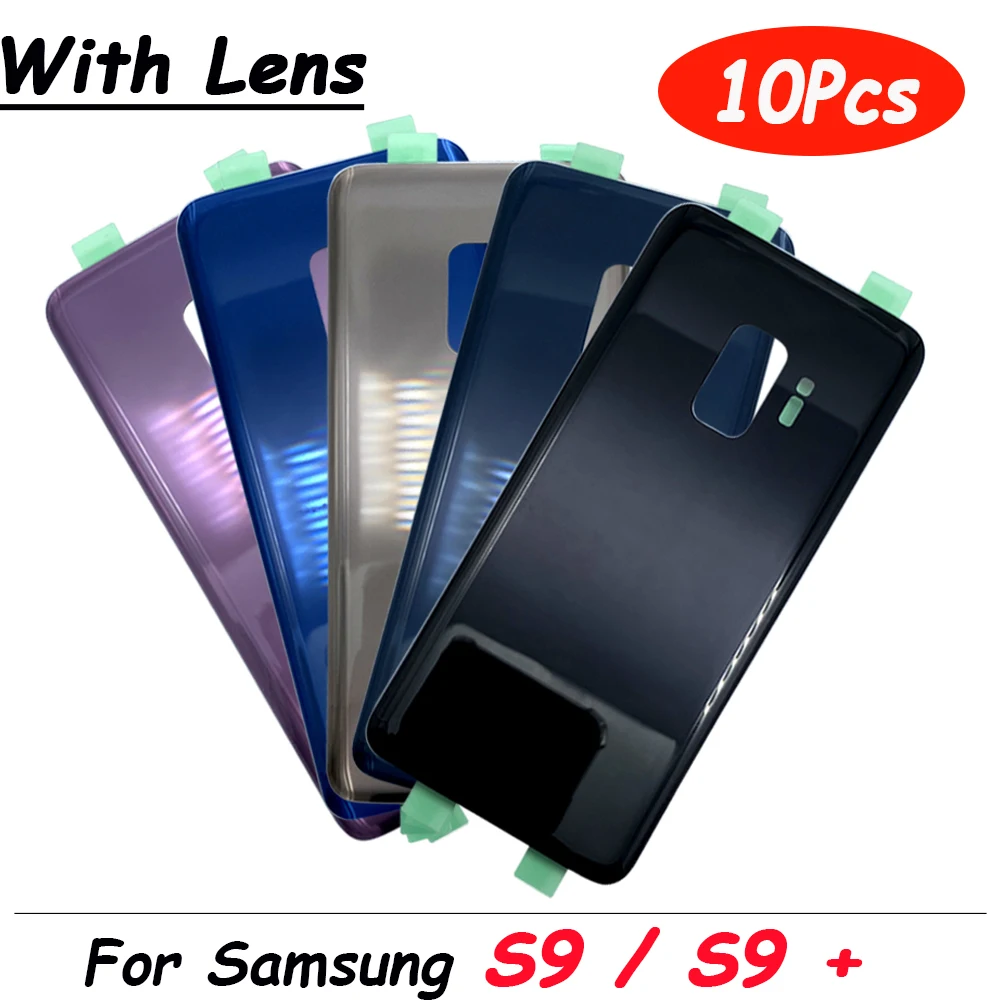 

10Pcs, New For Samsung Galaxy S9 G960 / S9 Plus G965 Battery Back Cover Rear Door 3D Glass Panel Housing Case + Glue Adhesive