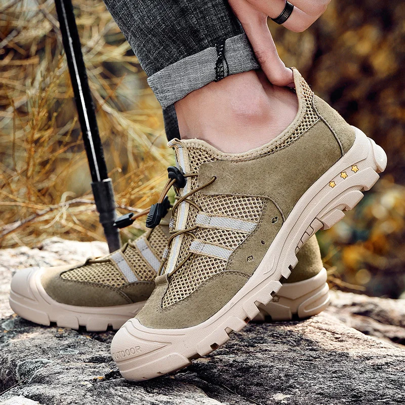 

Plus Size Men Shoes Outdoor Breathable Running Shoes Genuine Leather Mesh Walk Sneakers Daily Commute Casual Shoes for Men 47 48