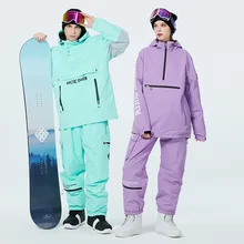 Men Women Thick Warm Ski Suit Waterproof Windproof Hoodie Snowboarding Jacket Pant Set Adult Snow Costumes Outdoor Winter Unisex tanie tanio CN (pochodzenie) Dobrze pasuje do rozmiaru wybierz swój normalny rozmiar Sukno Unisex men women