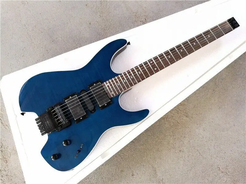 

Navy Headless Electric Guitar,with Pickups,Vibrators, Mahogany ,Customized New