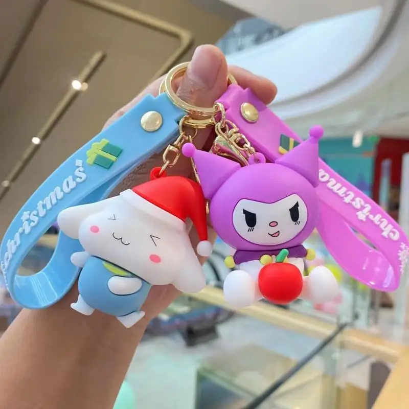 

Kawaii Sanrio Hellokittys Kuromi Mymelody Cinnamoroll Pompompurin Key Chain Christmas Collection Girl Birthday Gift For Children