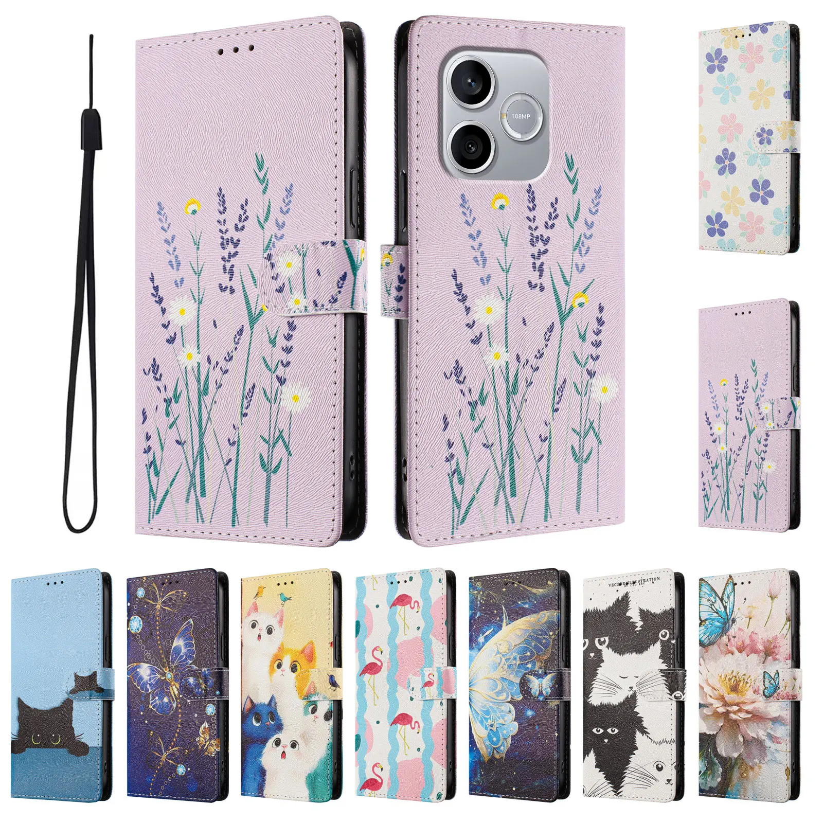 Leather Flip Phone Case and Wallet Stand Book Cover,