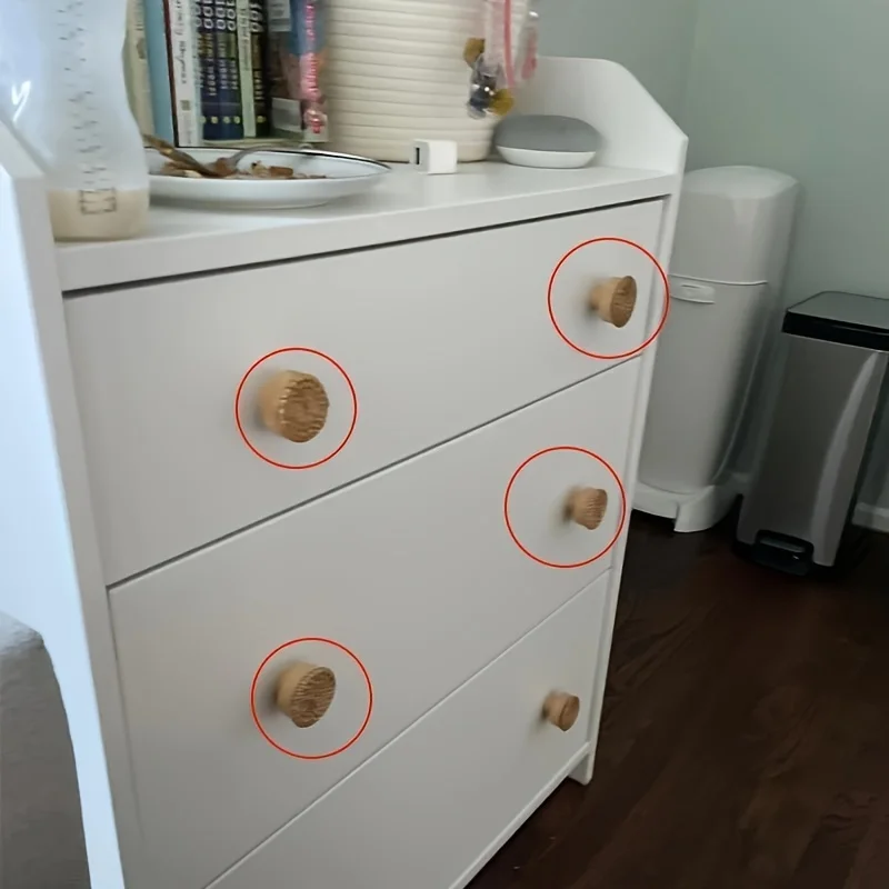 Boho Rattan Dresser Knobs Durable Beech Wood Drawer Knobs Handmade Wicker Woven Pulls with 6 Screws 6 Pack furniture knobs