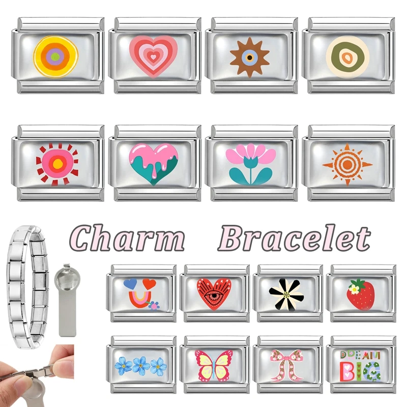 Italian Stainless Steel Bracelet Link Charm Jewelry Fashion Accesssories