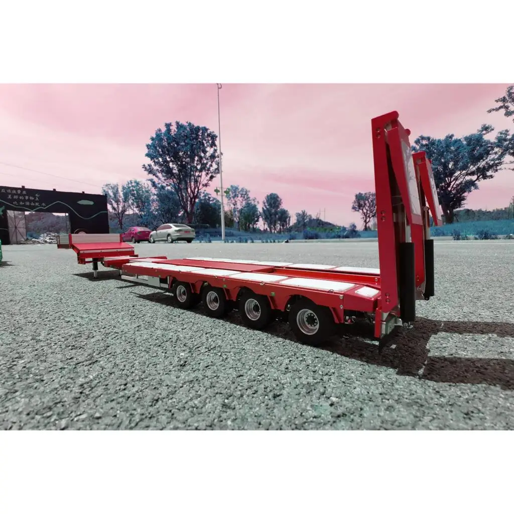 Degree Metal 4Axle Heavy Steering Trailer 997 Spare Part Red For 1/14 TAMIYAYA RC Tractor Truck Remote Control Car Model TH20374 2