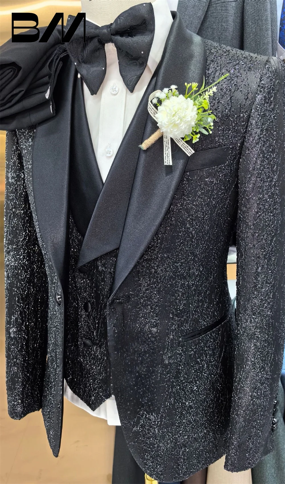 BRLMALL-Men's Suit set For Wedding Suit Formal Office Meeting Suit Host Party Suit Blazers Pant  Vest Elegant Single Button Suit