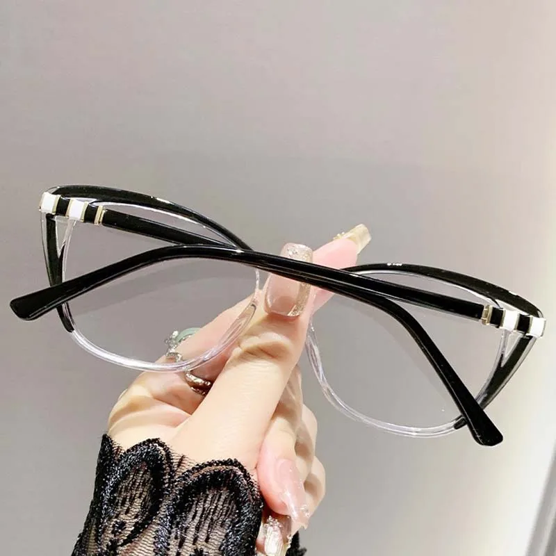 Cat Eye Myopia Glasses Photochromic Anti-UV Sunglasses Blue Light Blocking Color Changing Minus Glasses with Diopters 0 To -4.0 5