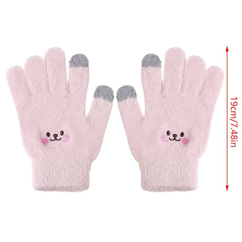 1 Pair Winter Knitted Gloves Women Warm Full Finger Gloves Touch Screen Mittens Windproof Cycling Driving Gloves