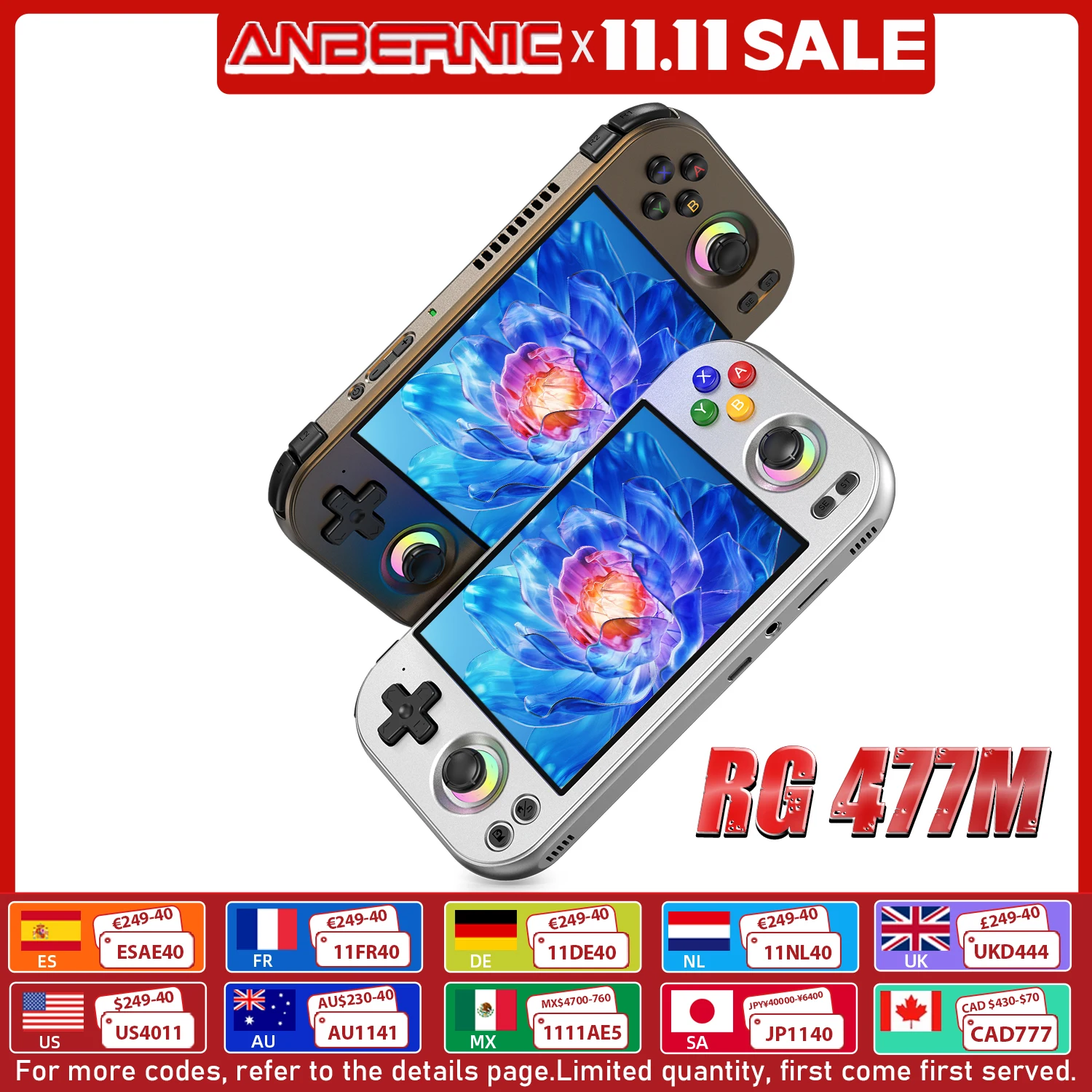 ANBERNIC RG477M レトロハンドヘルドゲーム機 4.7インチLTPS 64ビット