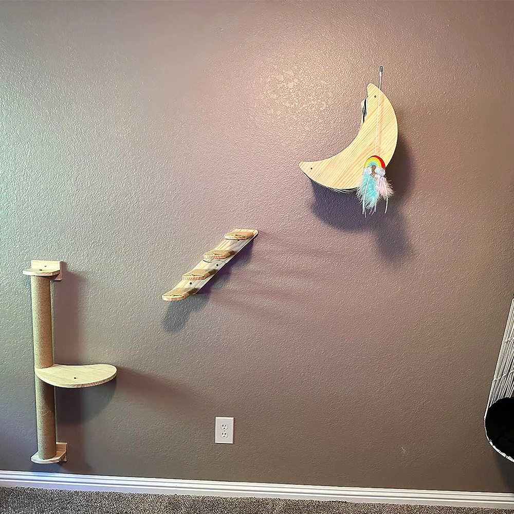 Title 6, Wall-mounted Cat Climb Multiple Hammock Combina...