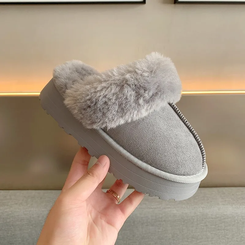 Comwarm Women's Fur House Slippers Indoor Non-slip Thick Sole Fluffy Bedroom Slides Winter Fuzzy Shoes Warm Plush Cotton Slipper 4
