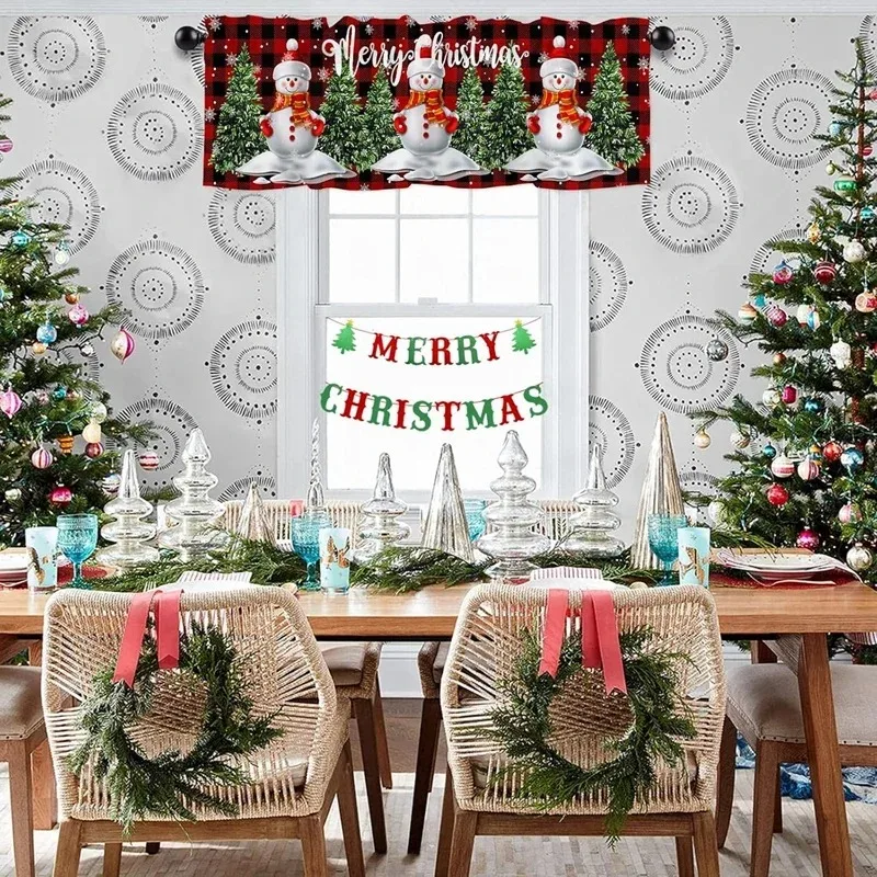 Christmas Decoration Buffalo Plaid Short Curtain Farmhouse Plaid Kitchen Small Curtain, Bufaro Plaid Half-Window Cafe Curtain 5