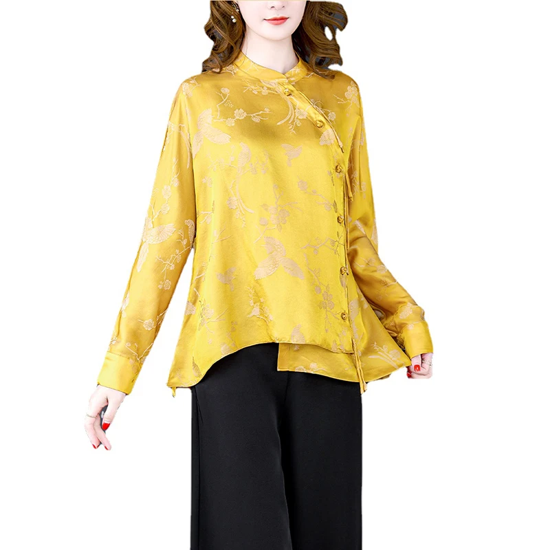 Bluelea silky jacquard blouse イエロー　レモン Silky jacquard blouse | Bluelea