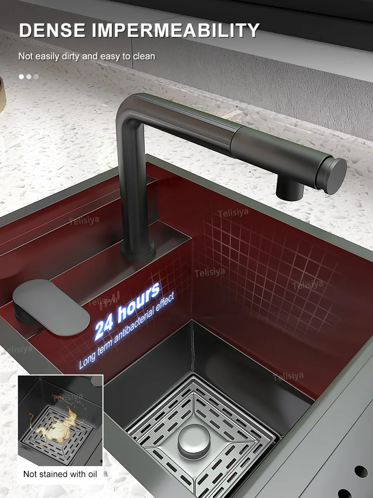 Description Picture 6 of itemHidden Cup Washer Stainless Steel kitchen Sink Multifunction Wash Basin With Cover Plate Mini Bar Balcony Small Single Slot