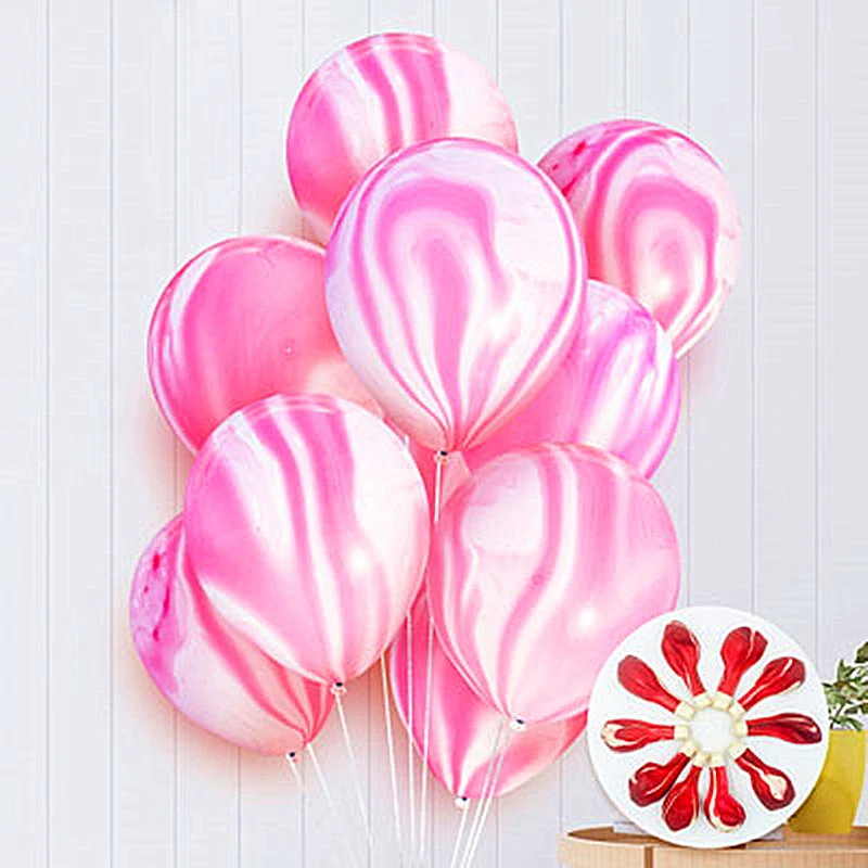 Colorful Agate Marble Latex Balloons - 12 Inch Party Decorations for Weddings, Birthdays, and Baby Showers
