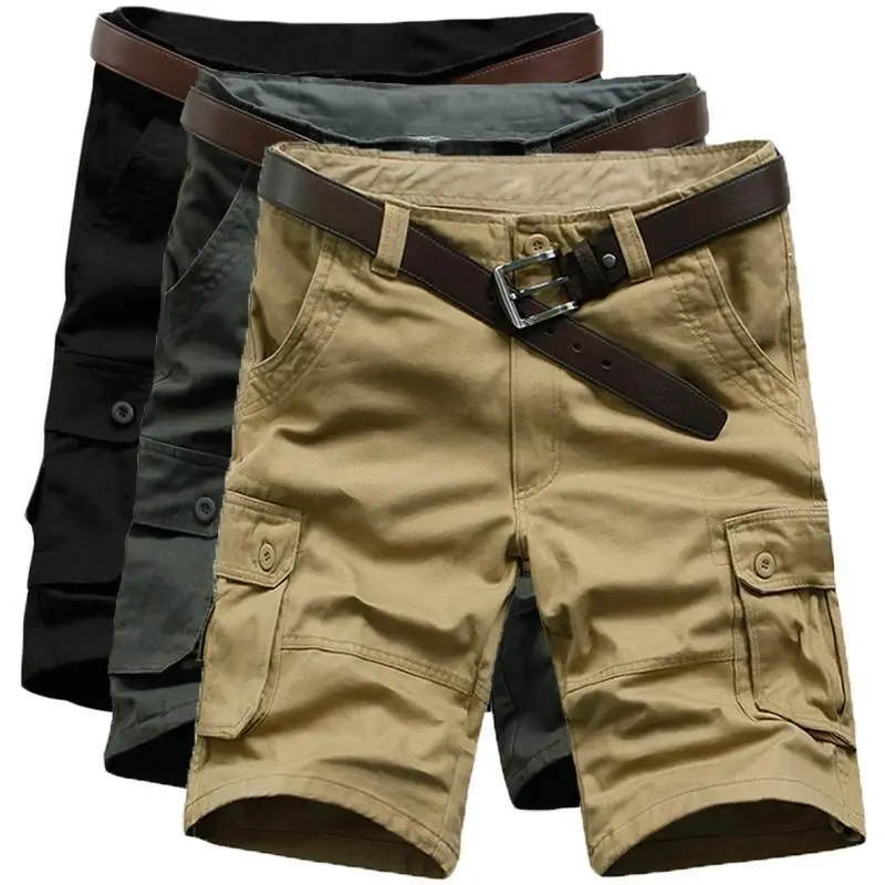 

Solid Long Men's Cargo Shorts Black Male Bermuda Short Pants Over Knee Green Jogger Big and Tall Vintage Casual Luxury Nylon Y2k
