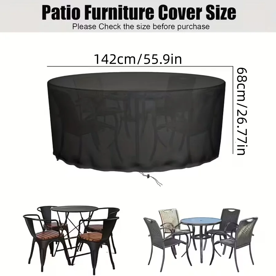 Waterproof Round Outdoor Furniture Protective Cover – Durable Oxford Fabric for Rain, Snow, and Dust Protection
