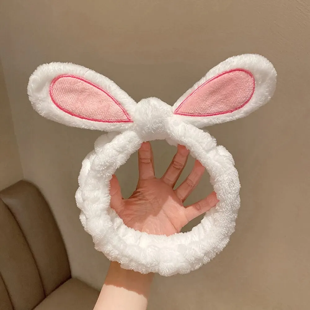 나비 헤어 밴드 플러시 머리띠, 페이스 워시 메이크업 토끼 귀 머리띠, 페이스 워시 페이셜 마스크 스킨 케어 메이크업 머리띠