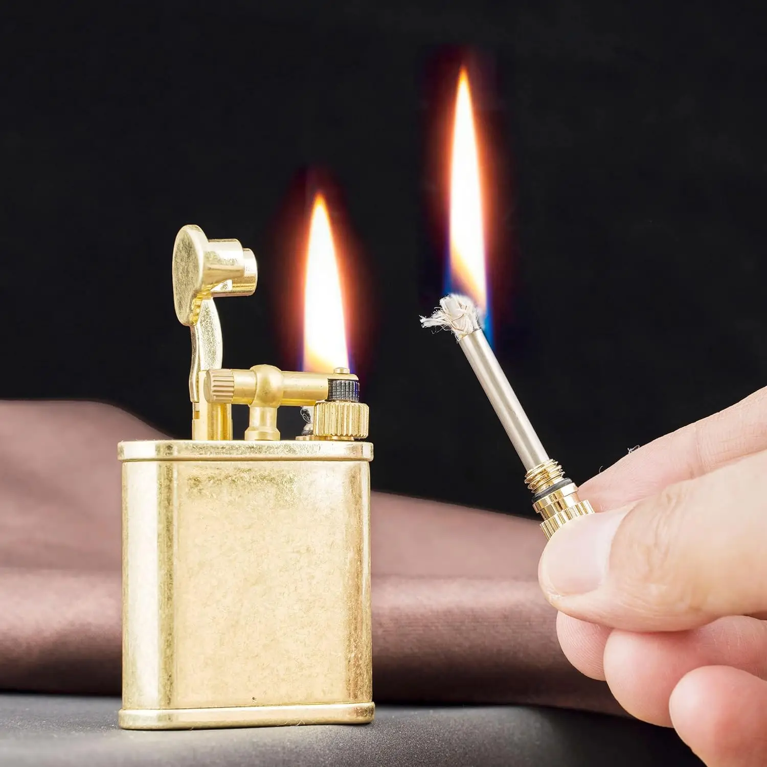 2 in 1 Cool Lighter Kerosene Permanent Match Antique Luxury Vintage Style Refillable Lighters for Fire Cigarette Candle Kitchen kerosene lighter cigarette lighter