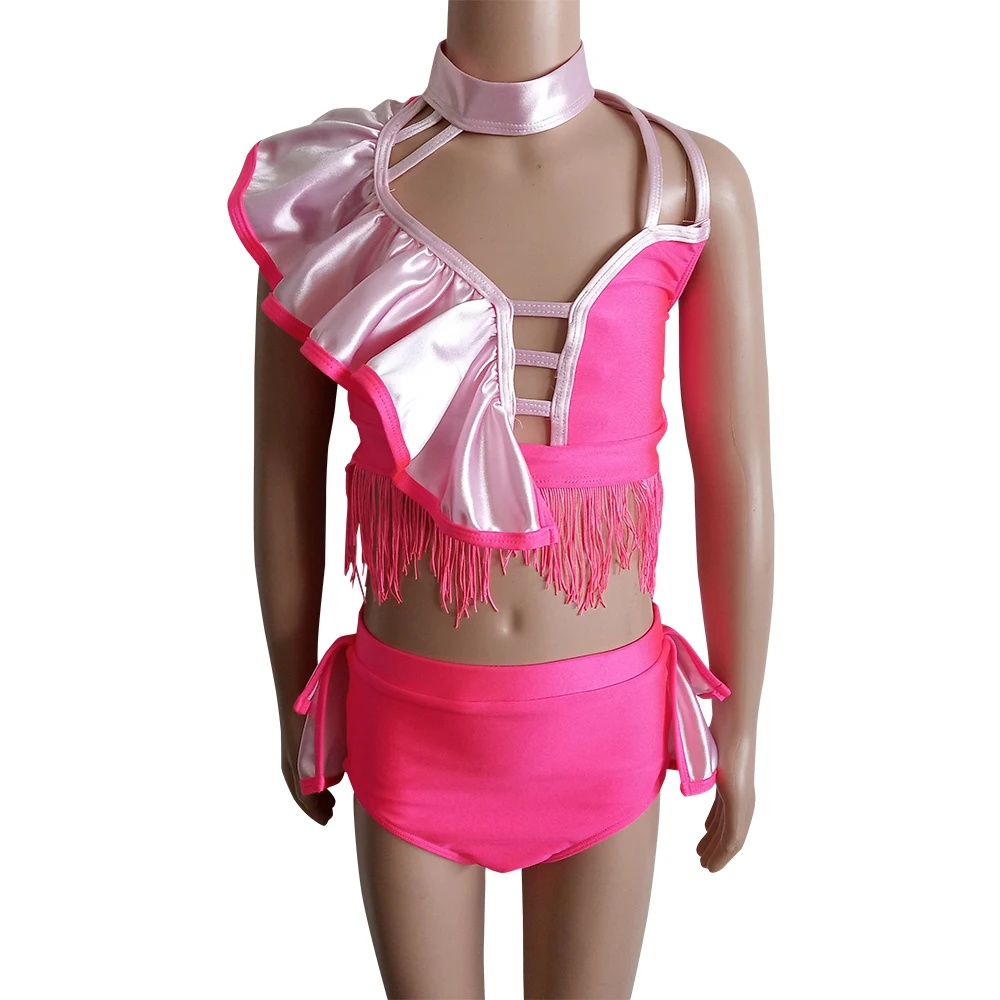 

Kids Girls Retail and wholesale nylon organza mesh modern dance ballet body suit training suit dance school group performance