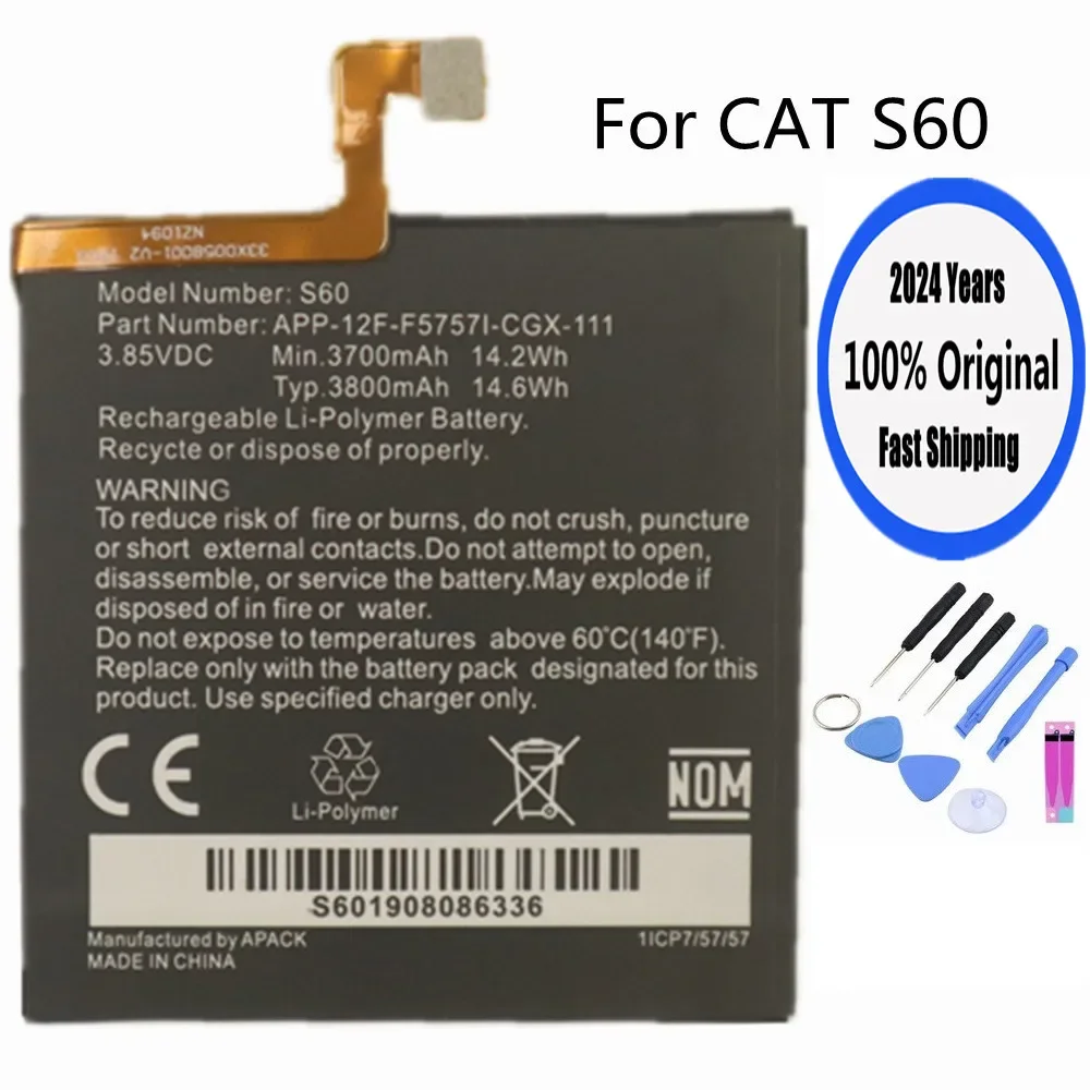 

2024 год, 3800 мАч, 100% оригинальный аккумулятор для CAT S60, аккумулятор для телефона, аккумулятор + Инструменты