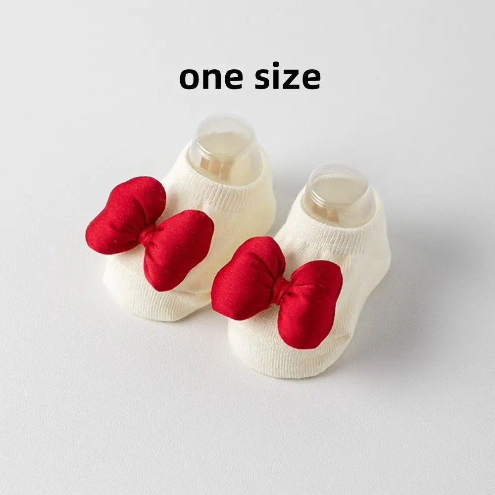High Quality Cotton Newborn Kids Socks 0-3years New Year Baby Girls Boys Warm slippers Red Bow Children Sock Autumn Winter