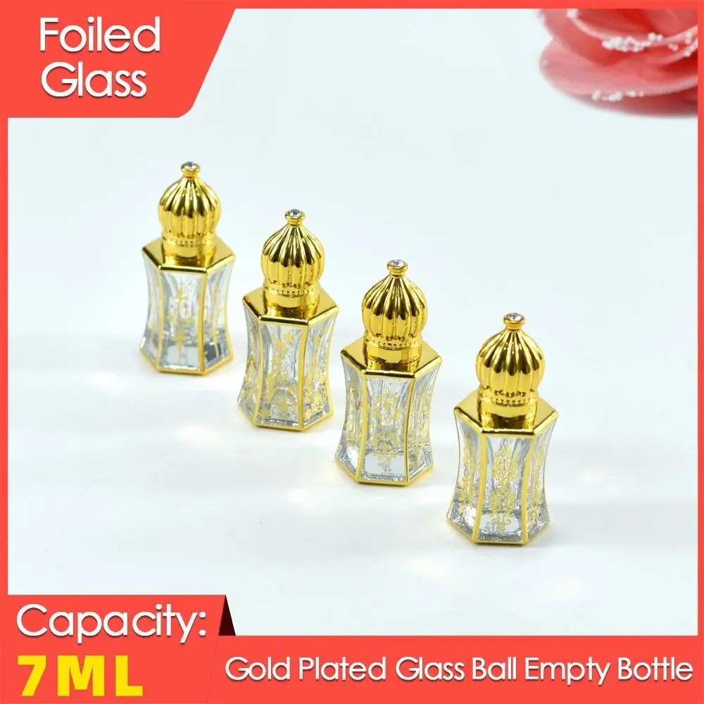 2Pcs Portable Crown Shape Gold Empty Container Essential Oil Perfume Bottle Roller Bottle