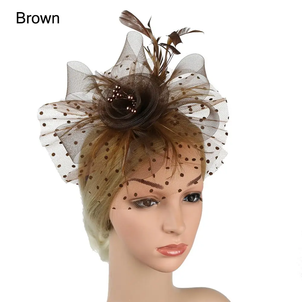 Elegant Mesh Flower Fascinator with Feather Accent for Weddings and Tea Parties