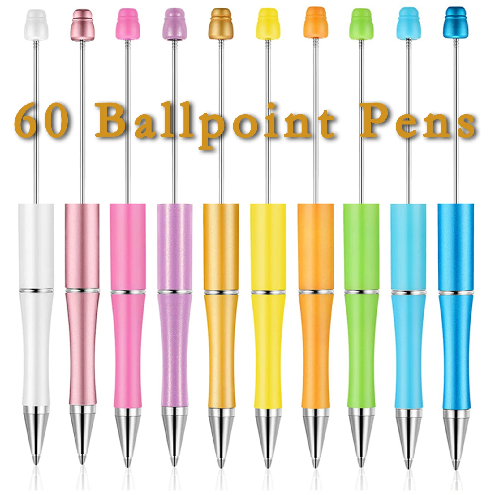 60Pcs  Ballpoint Pen Diy Bead Pen Plastic Printed Bead Pen School Office Writing Supplies Stationery Wedding Gift journal book useful 4 colors smooth writing strawberry lemon printed a6 notebook gift for school diary book 2023 notepad