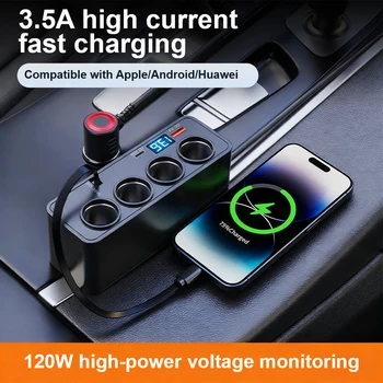 Adattatore per caricabatterie per auto QC3.0+PD TypeC Caricabatterie per auto con display digitale Caricabatterie per auto USB multifunzionale universale con ricarica rapida