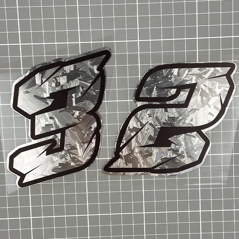 1PC Silver Carbon Fiber Vinyl 0123456789 Motorcycle Number Stickers Waterproof for Helemt Front Windshield Scooter Vinyl Decals