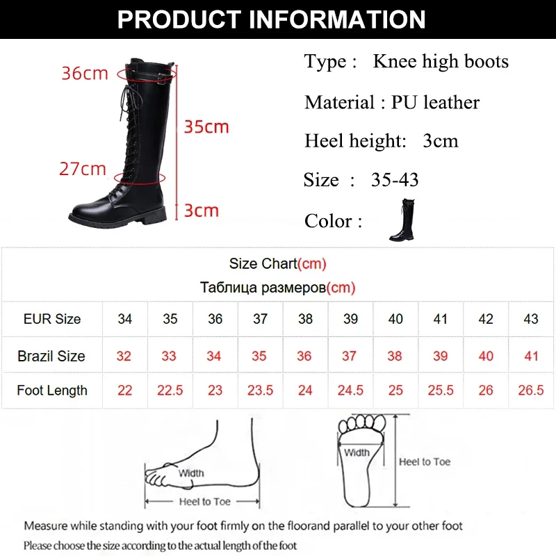 Plus Size Autumn Winter Knee High Boots for Women Fashion Buckle High Tube PU Leather Boots Woman Zipper Low Heels Long Botas Mujer women knee boots