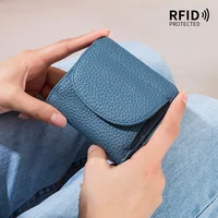 Nouveau femmes en cuir véritable Mini portefeuille RFID pliant Simple Ultra-mince petit portefeuille en peau de vache souple femme porte-carte sacs à monnaie 2