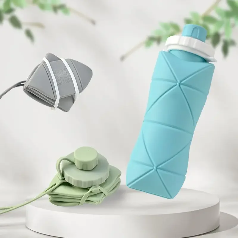 Outdoor Camping Hiking Portable Travel Telescopic Water Cup Foldable Anti Drop High-temperature Resistant Silicone Sports Bottle