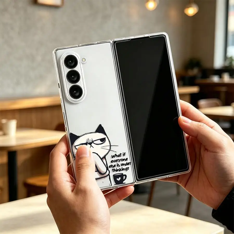 Coffee Cat Thinking Phone Cover - Elegant Case