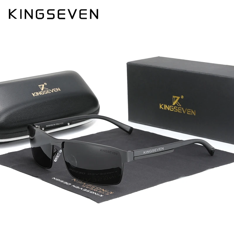 KINGSEVEN 남녀공용 편광 선글라스, 운전용 사각 안경, 남성 고글, UV400, 2023 신제품