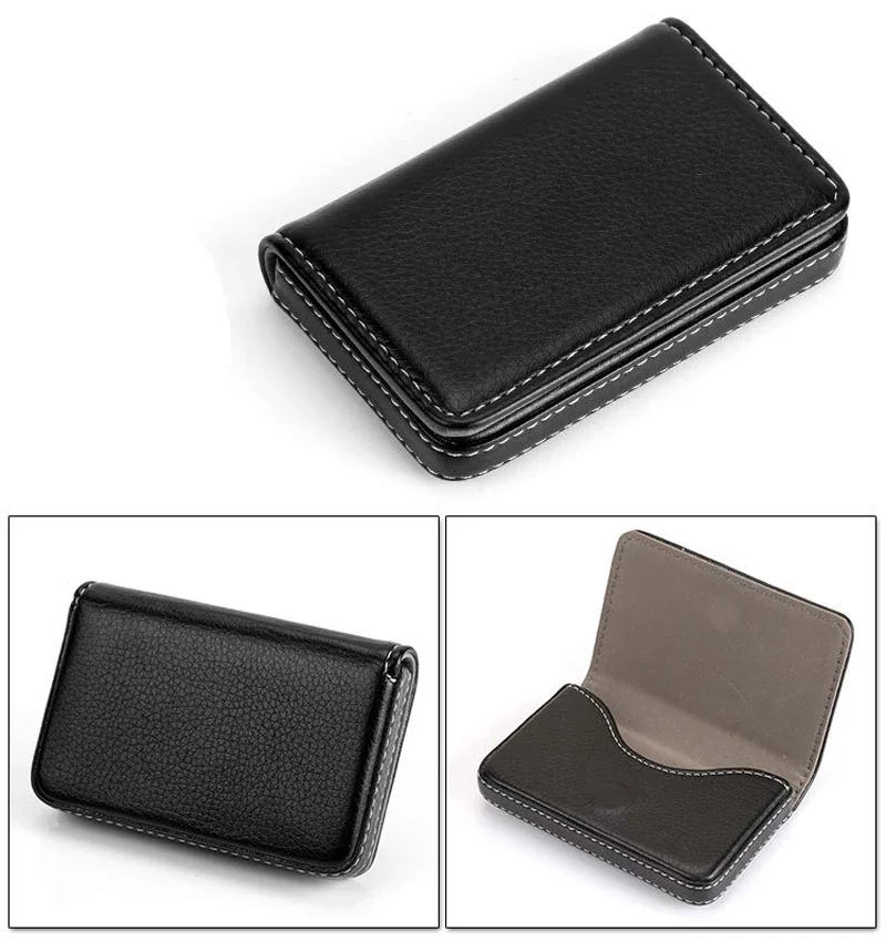 

New Arrival High-Grade PU Leather+stainless Steel Men Credit Card Holder Women Metal Bank Card Case Card Box
