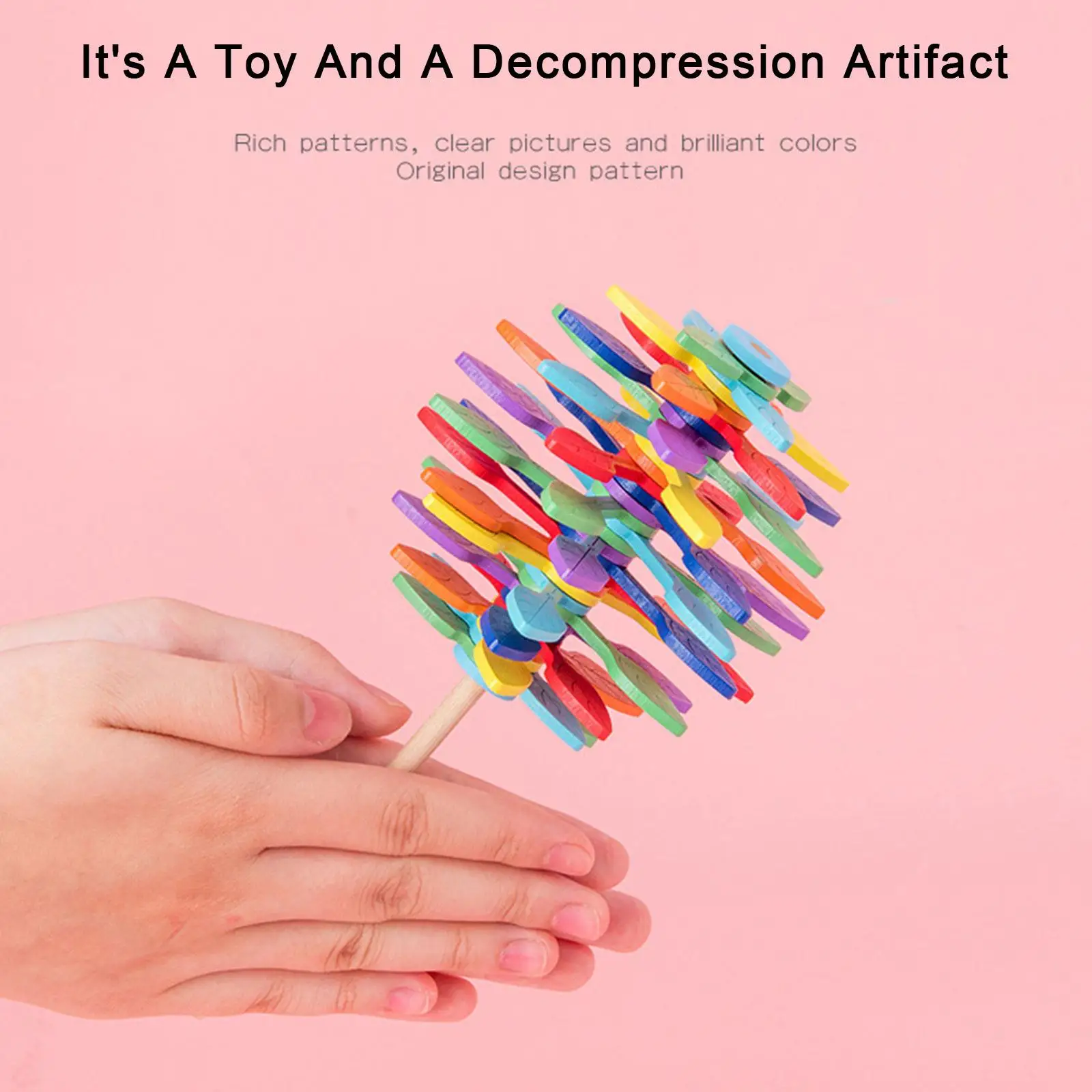 Novelty Colorful Helicone Rotating Lollipop Wooden Educational Toy for Children Adult Home Office Stress Relief Decoration Toys